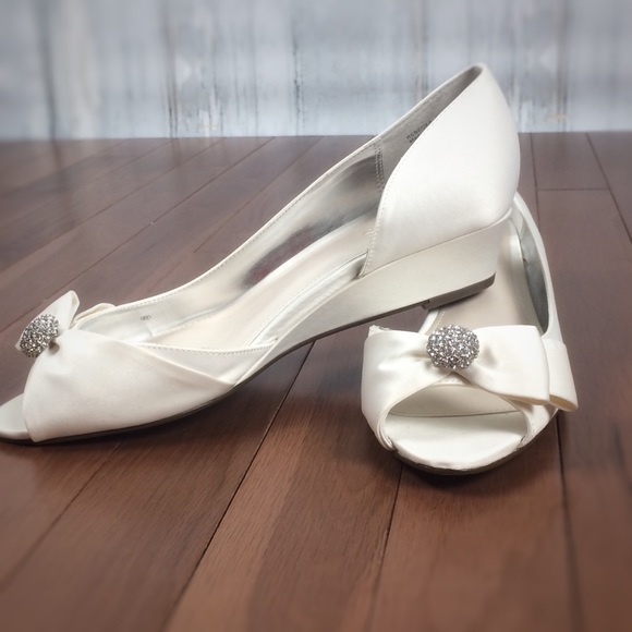 satin wedge wedding shoes